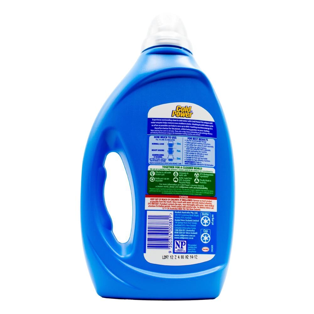 6PK Cold Power 1L Laundry Liquid Advanced Clean Effective Stain Removal Fresh