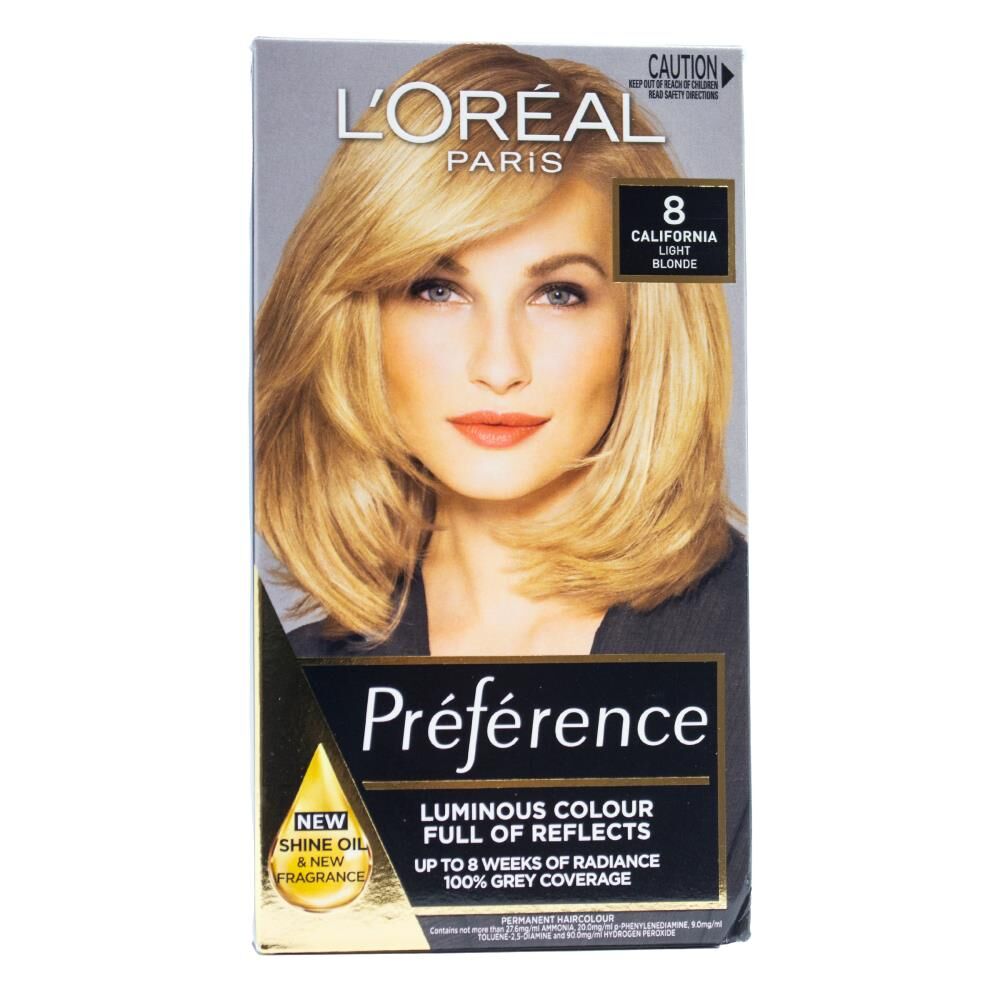 6PK Loreal Preference Permanent Hair Colour California 8 Light Blonde