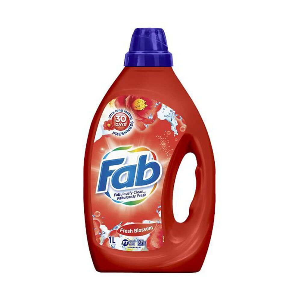 6PK Fab Laundry Liquid Fabric Detergent 1L - Fresh Blossoms Scent