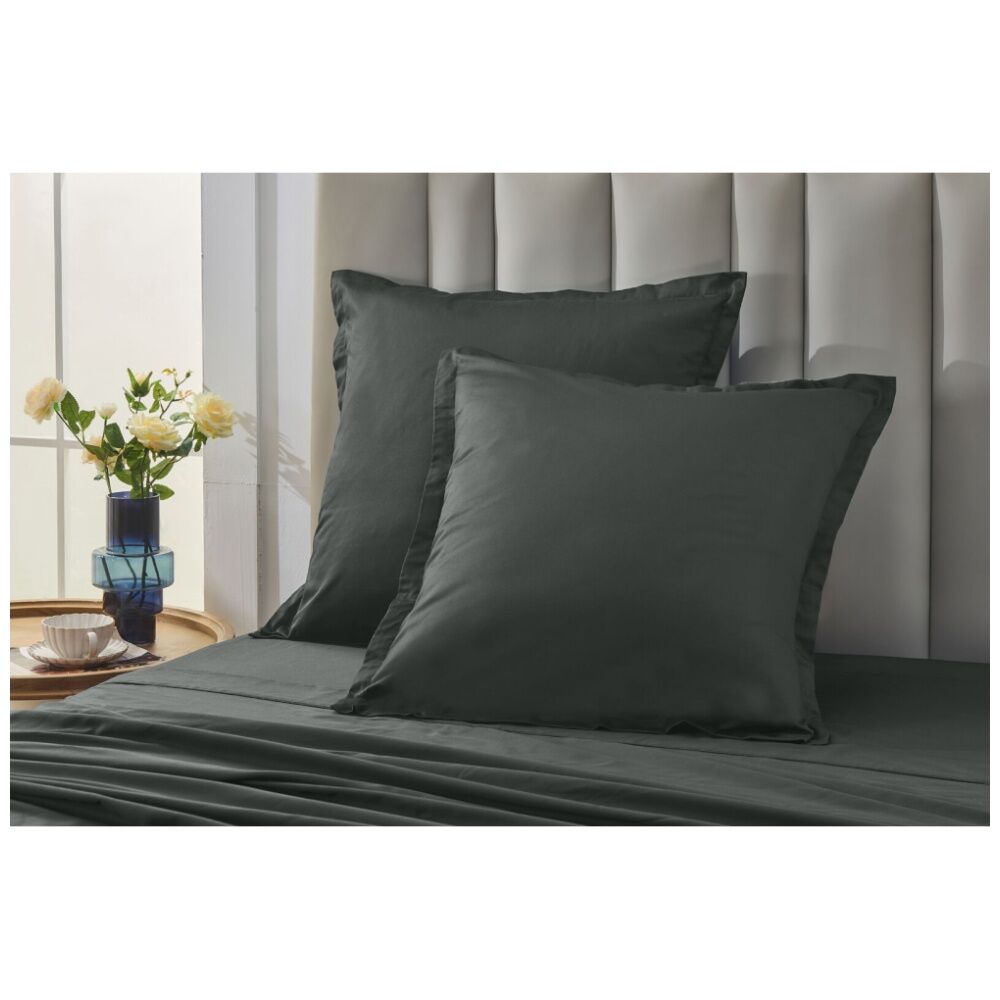 2PK Grosvenor House 500TC Egyptian Cotton Tailored European Pillowcase Charcoal