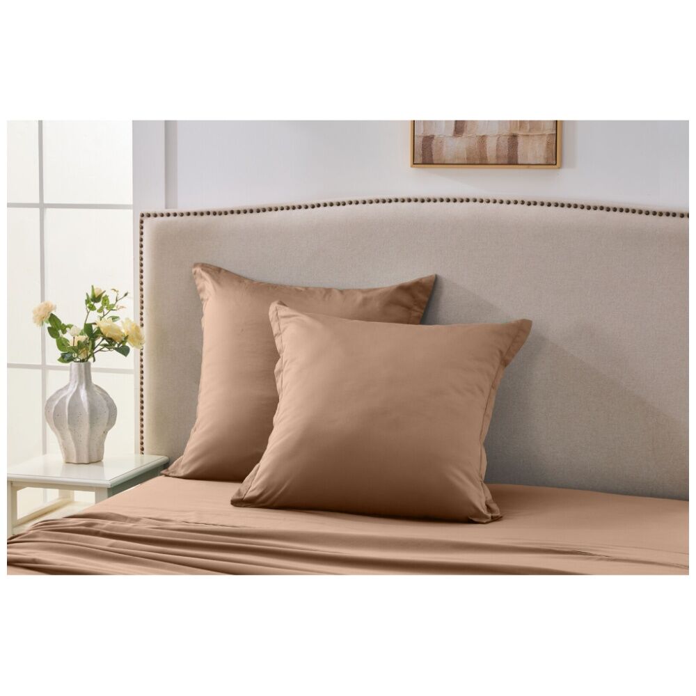 2PK Grosvenor House 500TC Egyptian Cotton Tailored European Pillowcase Clay