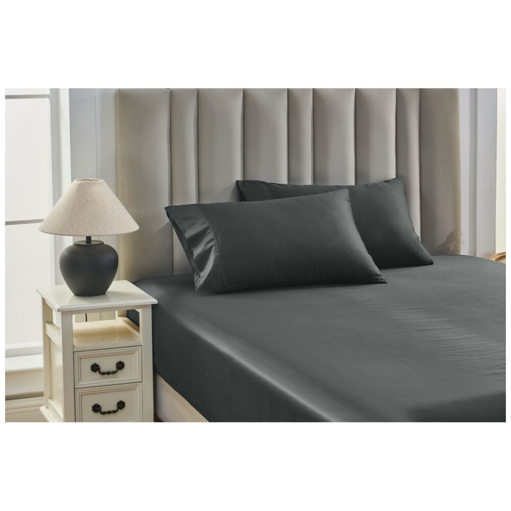 2x 2pc Grosvenor House 500TC Egyptian Cotton Standard Pillowcases Charcoal