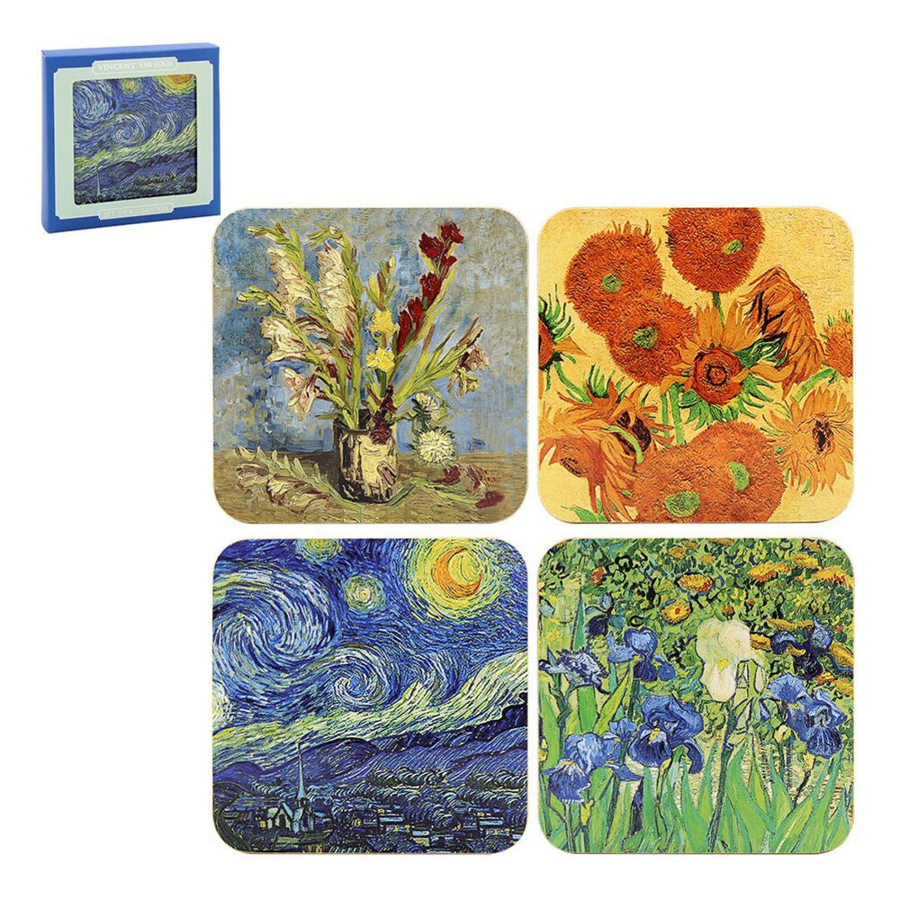 3x 4pc Gibson Gifts Artists Coaster Dining Table Protector Square 10cm
