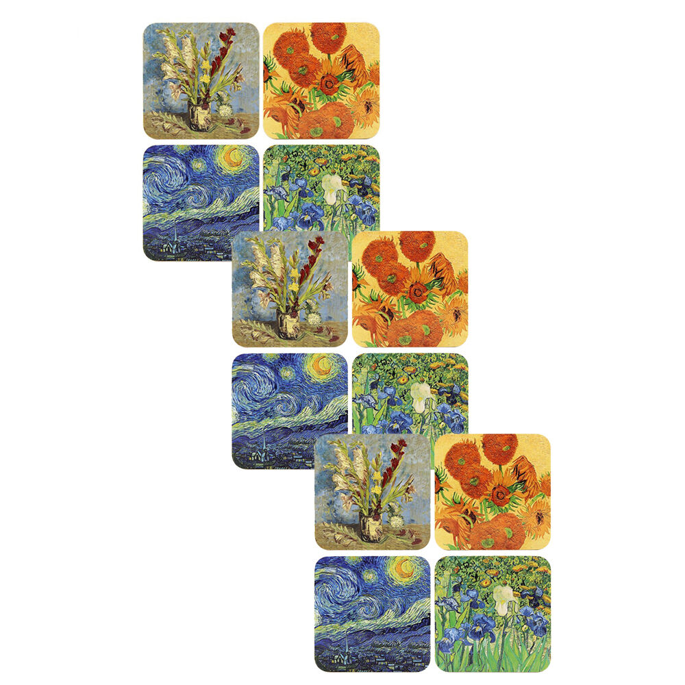 3x 4pc Gibson Gifts Artists Coaster Dining Table Protector Square 10cm