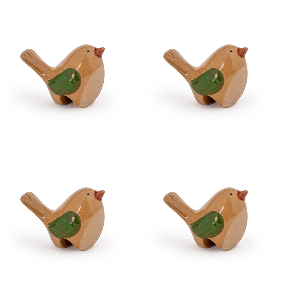 4PK Decorative Stoneware Bird Singing Potter 25cm Sculpture Decor