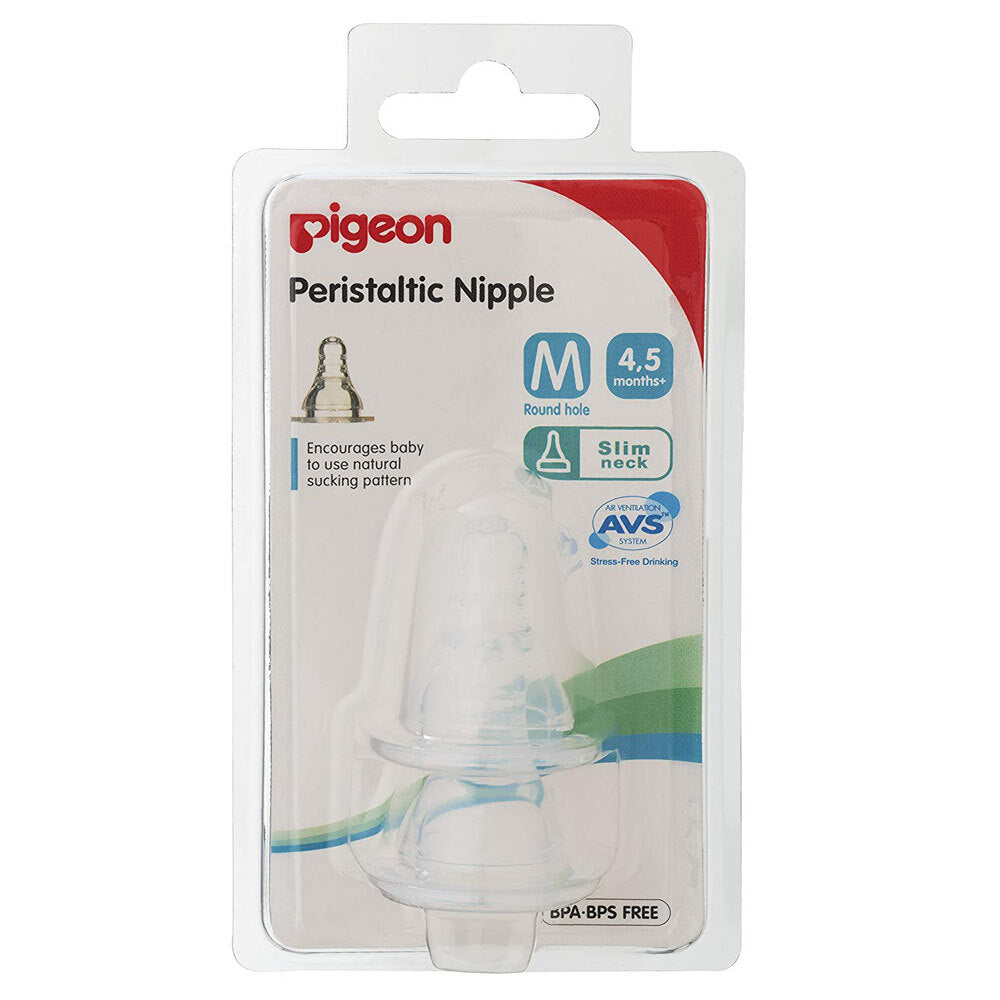 6PK Pigeon Peristaltic Slim Neck Teat - M