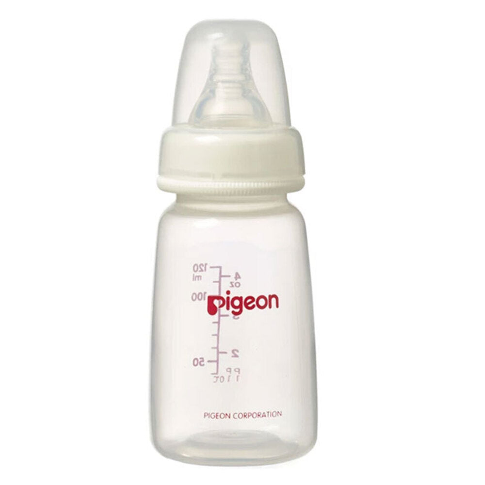 2PK Pigeon PP 120ml Feeding Bottle w/Slim Neck Size S Round Hole 0m+