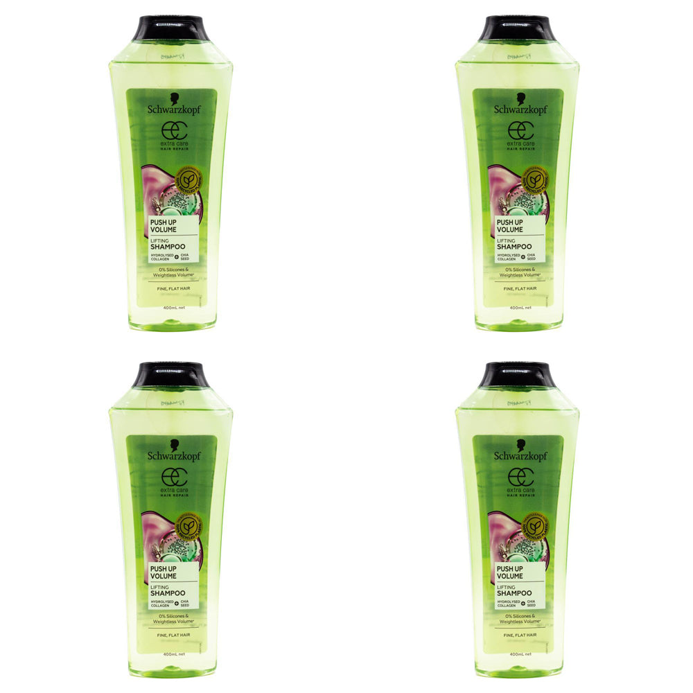 4PK Schwarzkopf 400ml Extra Care Push Up Volume Hair Repair Lifting Shampoo