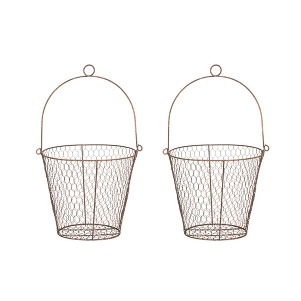 2PK Wire Pot Cover 27cm Plant/Flower Hanging Holder w/ Handle