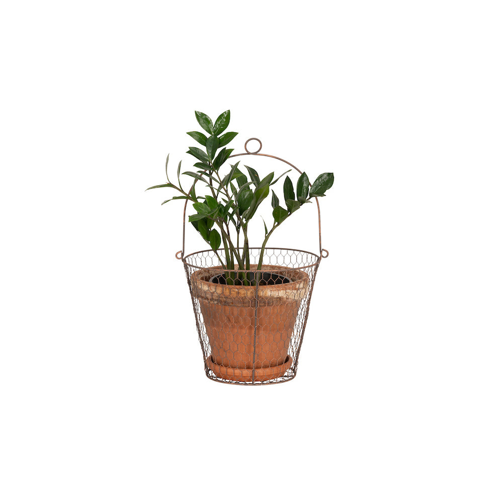 2PK Wire Pot Cover 27cm Plant/Flower Hanging Holder w/ Handle