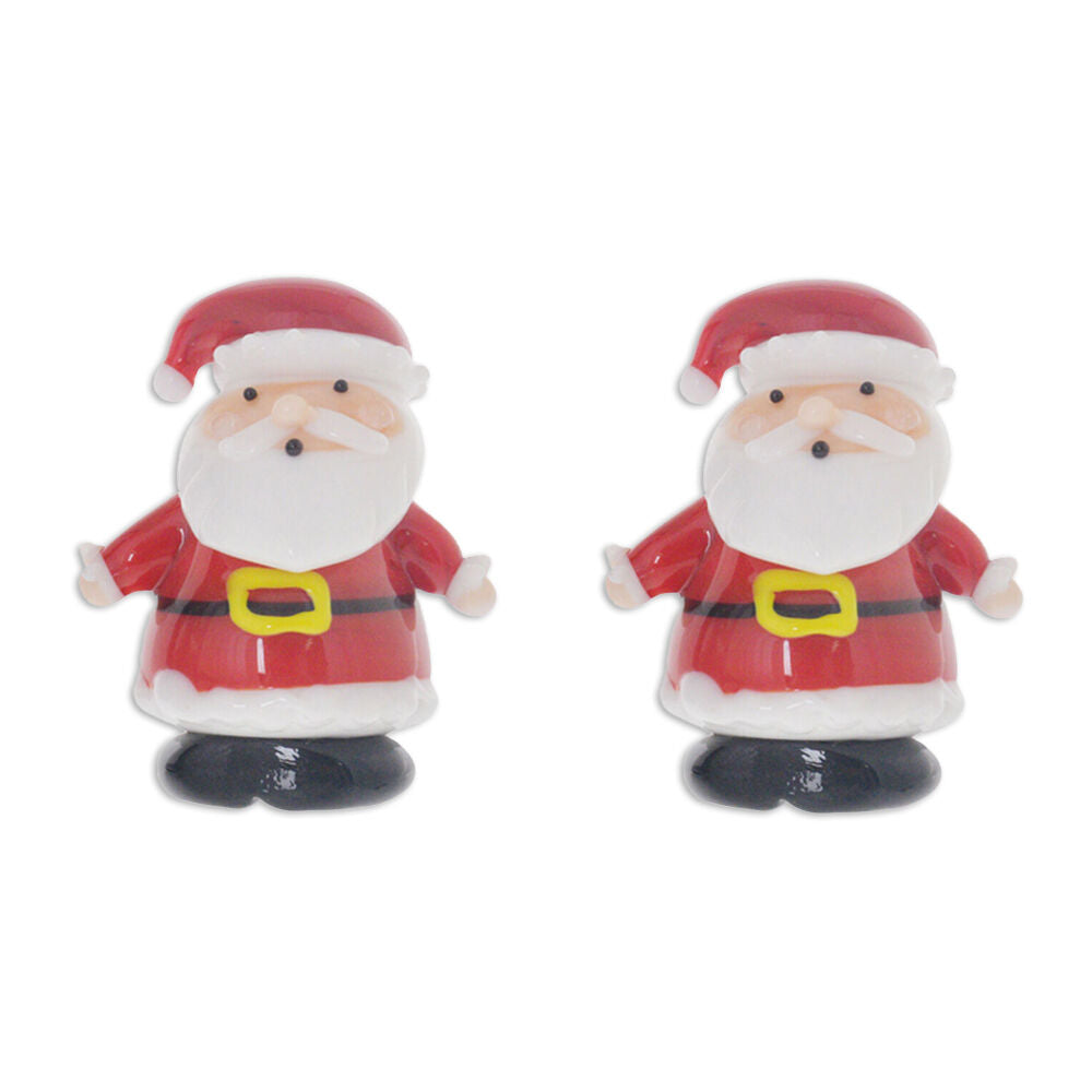 2PK Gibson Gifts Artisan Glass Santa Christmas Decoration Ornament 20x38x44mm