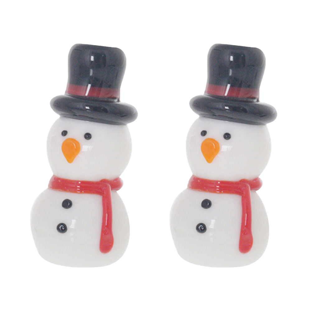 2PK Gibson Gifts Artisan Glass Snowman Christmas Decoration Ornament 20x20x46mm