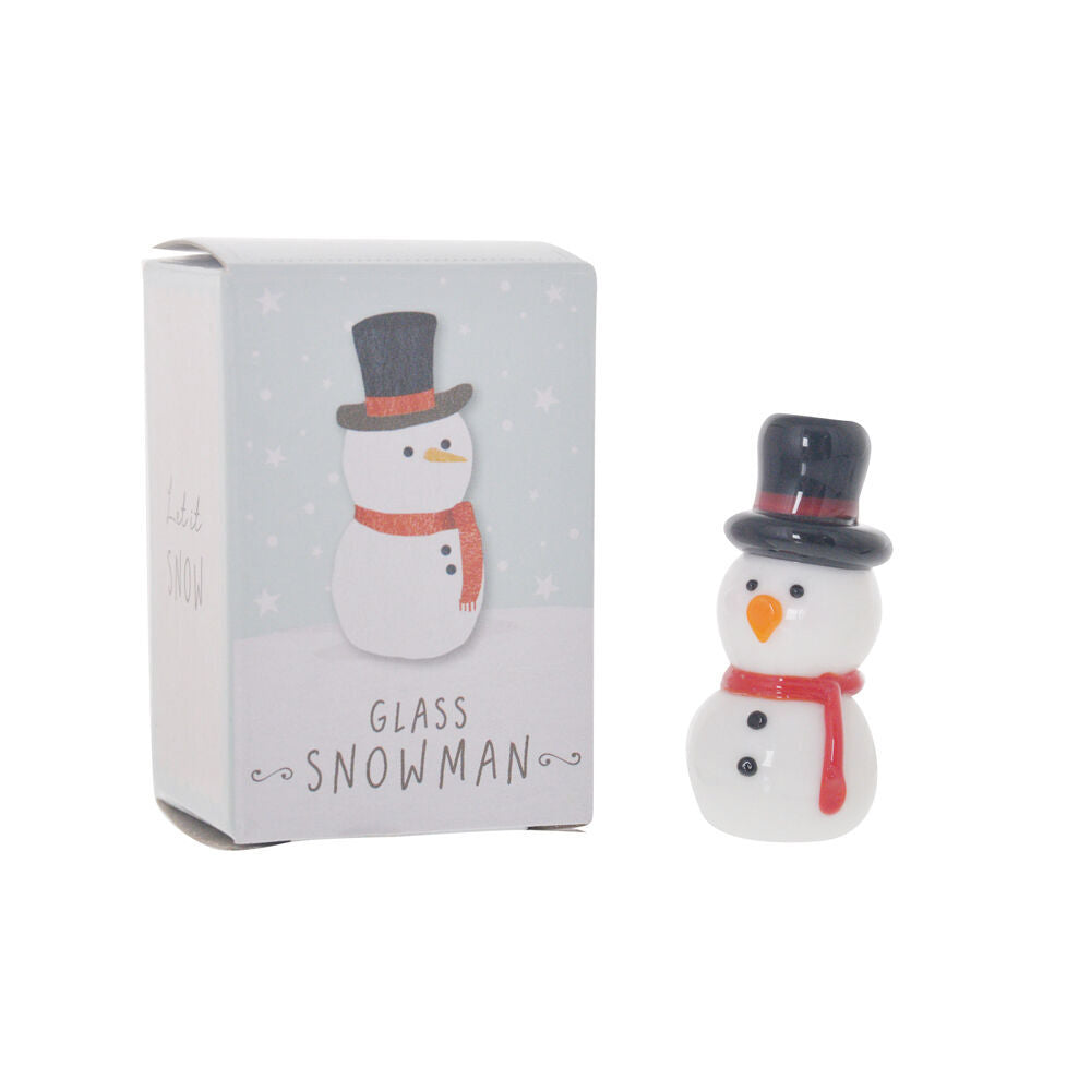 2PK Gibson Gifts Artisan Glass Snowman Christmas Decoration Ornament 20x20x46mm