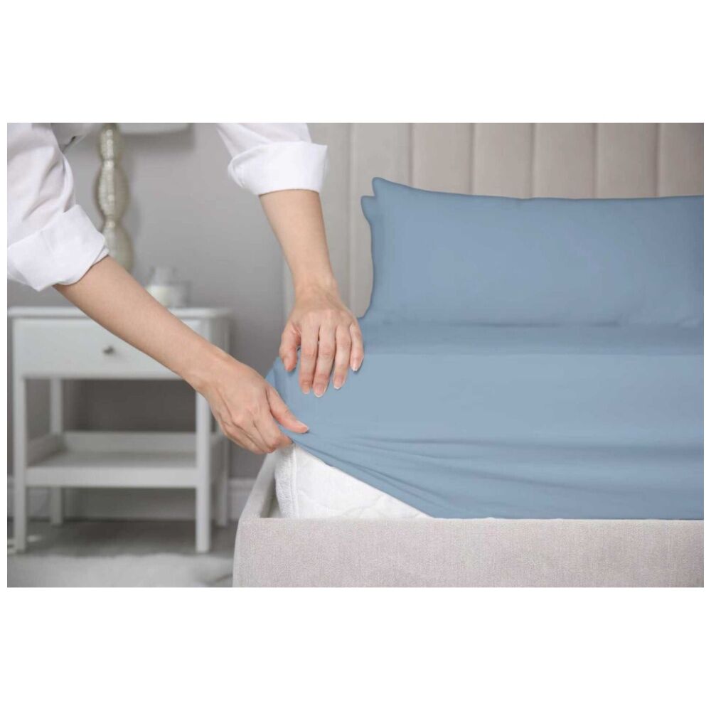 2pc Grosvenor House Plain Dyed Bamboo Cotton Standard Pillowcase Sky