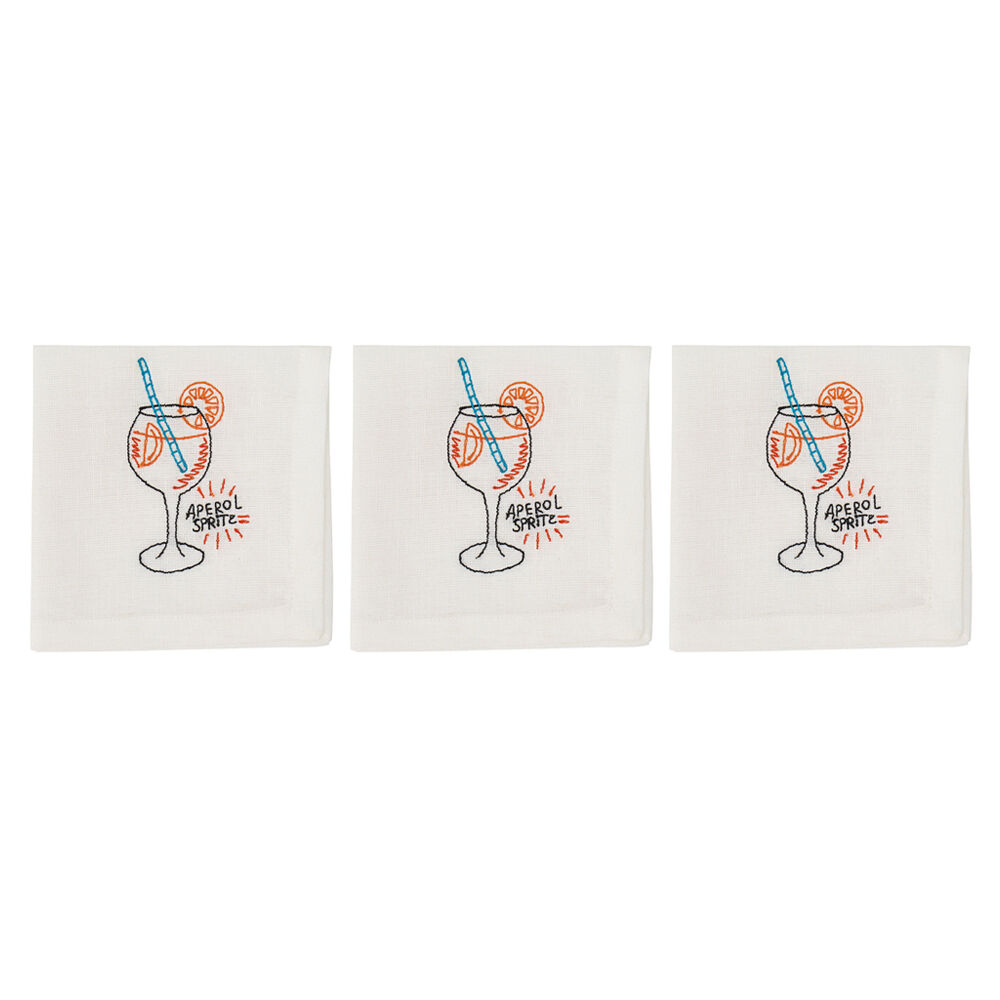 3PK Annabel Trends Cocktail Table Napkin Square White 25cm Aperol Spritz