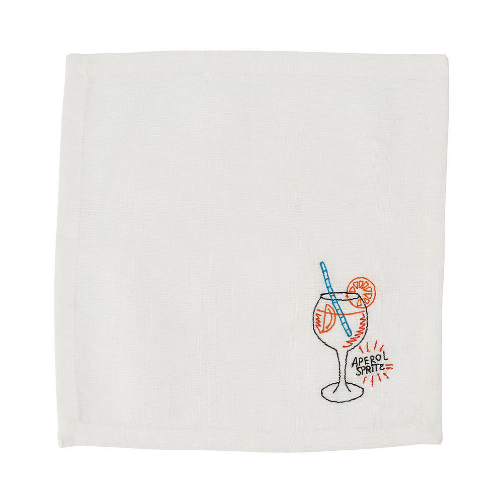 3PK Annabel Trends Cocktail Table Napkin Square White 25cm Aperol Spritz