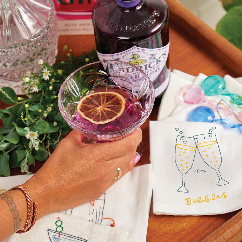3PK Annabel Trends Cocktail Table Napkin Square White 25cm Aperol Spritz