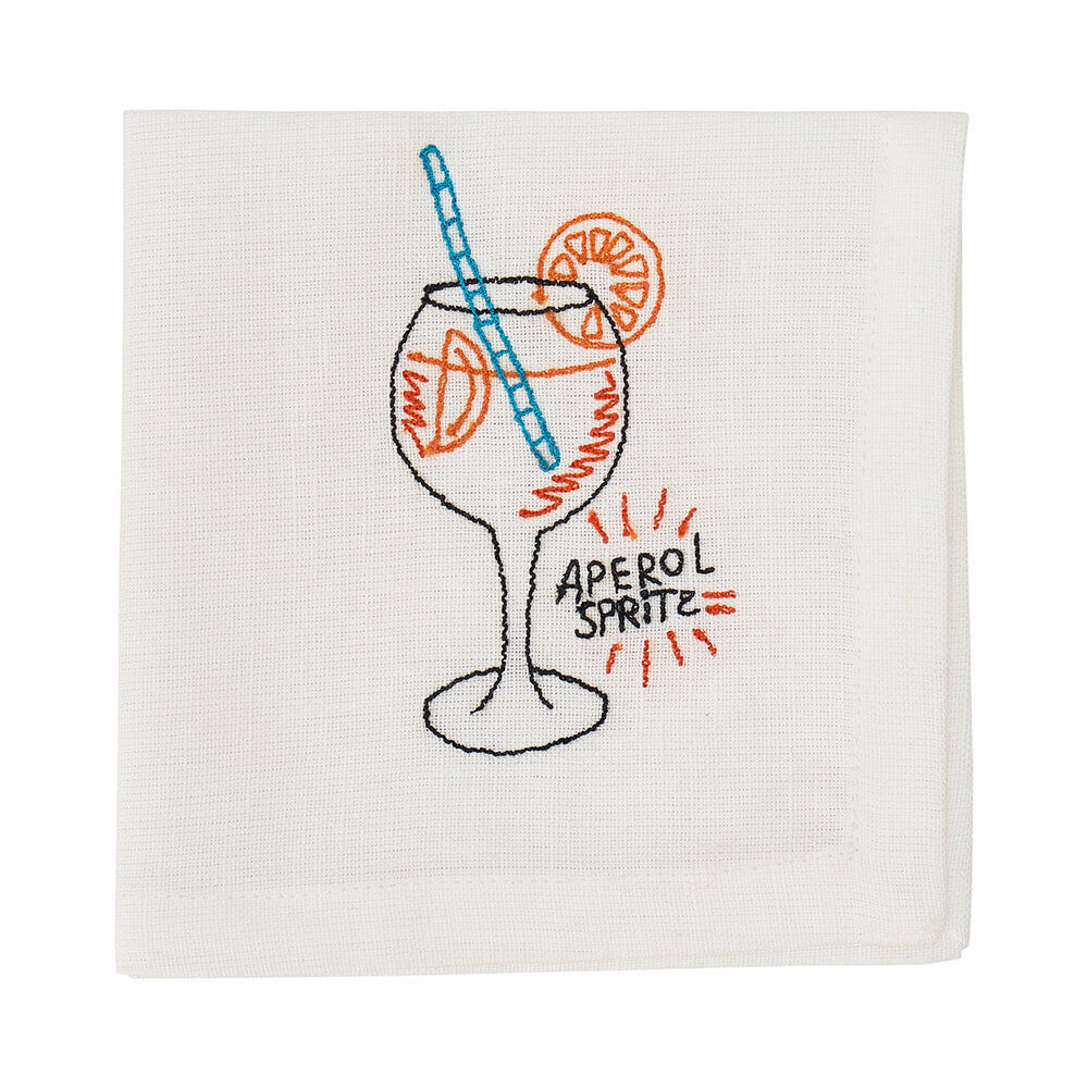 3PK Annabel Trends Cocktail Table Napkin Square White 25cm Aperol Spritz