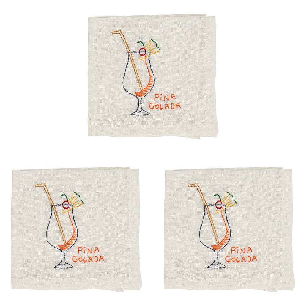 3PK Annabel Trends Linen/Cotton Cocktail Napkin Pina Colada 25cm