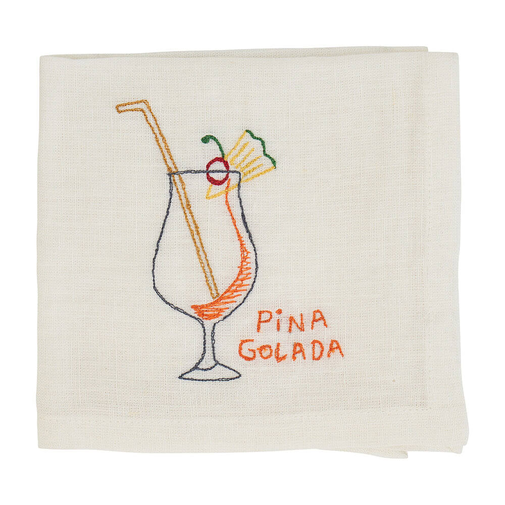 3PK Annabel Trends Linen/Cotton Cocktail Napkin Pina Colada 25cm