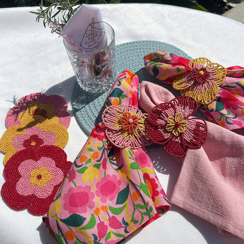 3PK Annabel Trends Linen/Cotton Cocktail Napkin Pina Colada 25cm