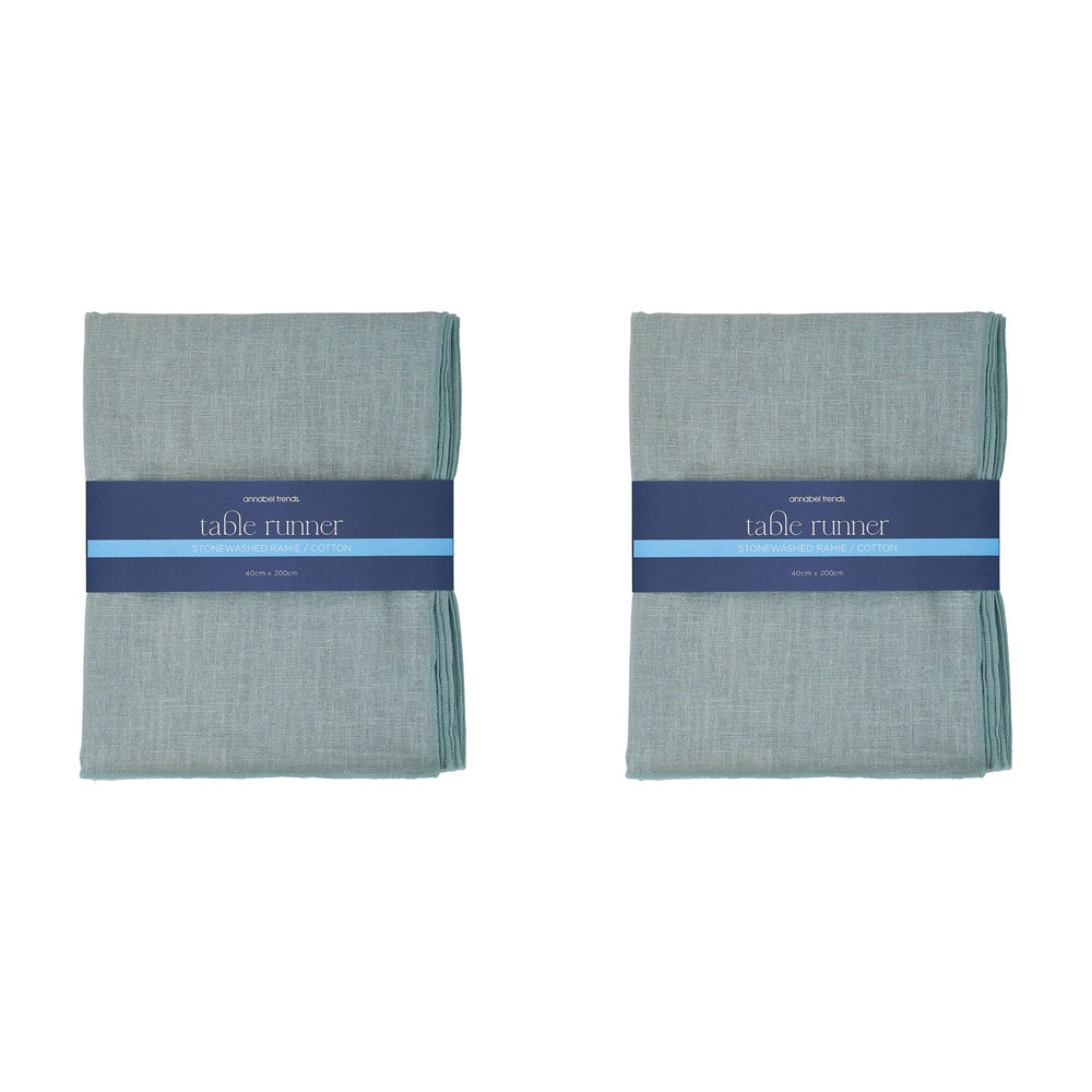 2PK Annabel Trends Table Runner 200x40cm Stonewashed Sage
