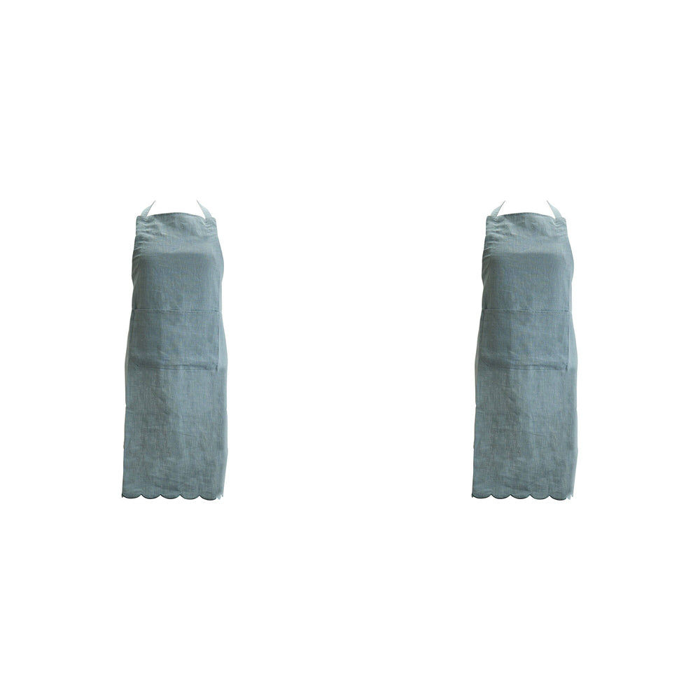 2PK Annabel Trends Scallop Edge Stonewashed Apron 92x65cm - Sage