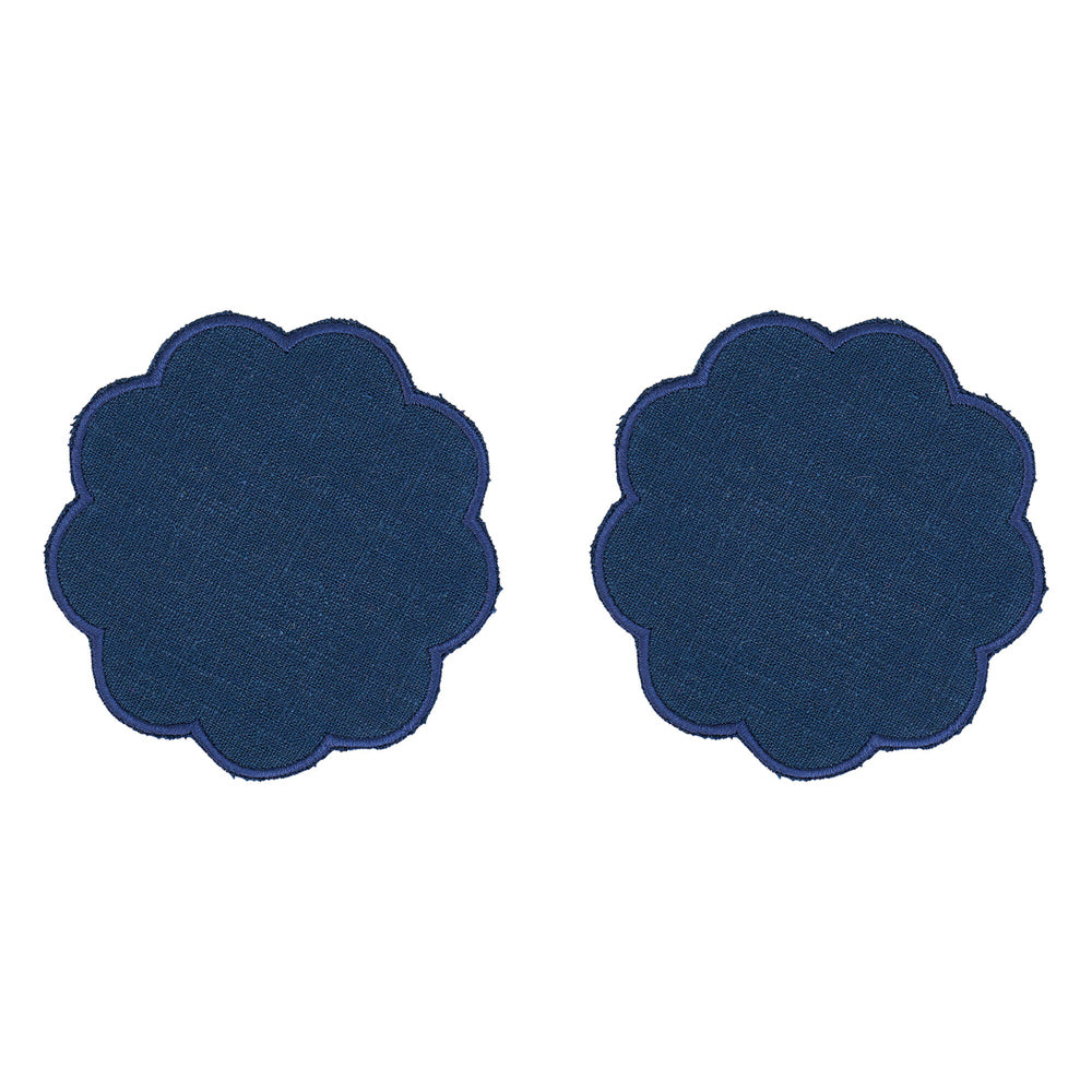 8pc Annabel Trends Scallop Edge Stonewashed Coaster Set 10cm - Navy