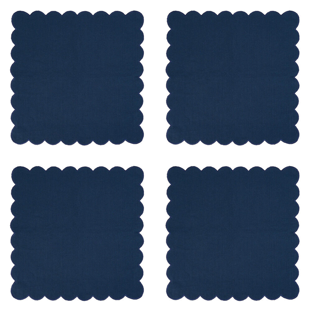 4PK Annabel Trends Napkin Stonewashed Scallop Edge 45cm - Navy