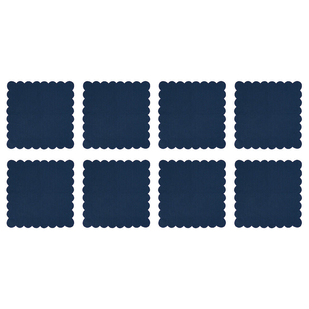 8PK Annabel Trends Napkin Stonewashed Scallop Edge 45cm - Navy