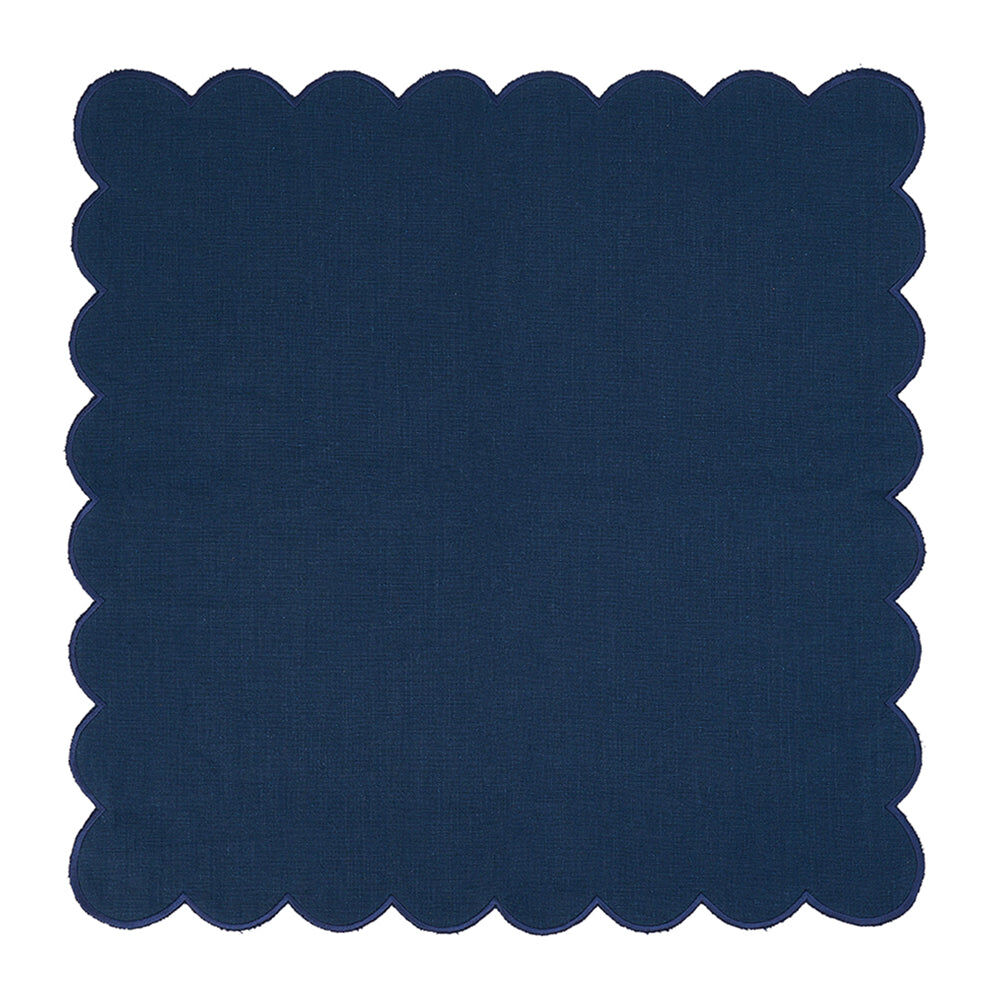 8PK Annabel Trends Napkin Stonewashed Scallop Edge 45cm - Navy