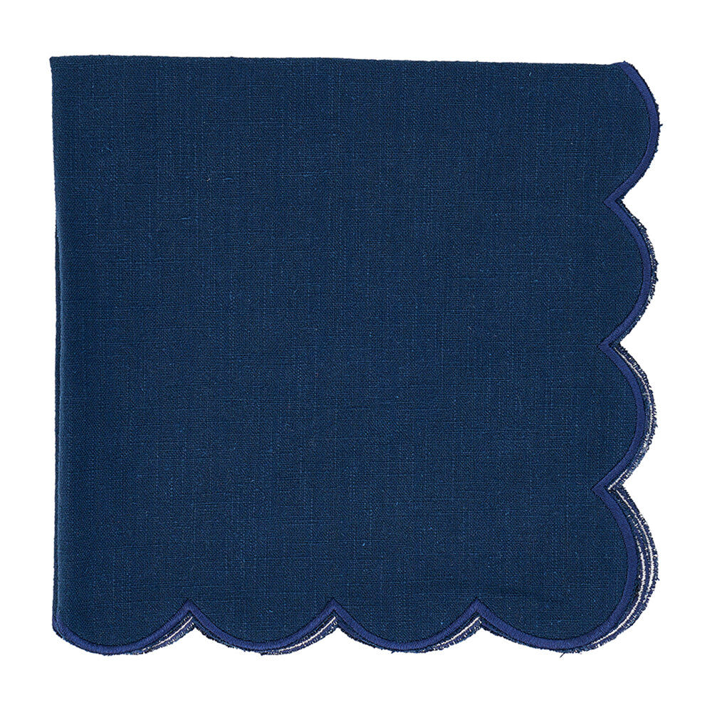 8PK Annabel Trends Napkin Stonewashed Scallop Edge 45cm - Navy