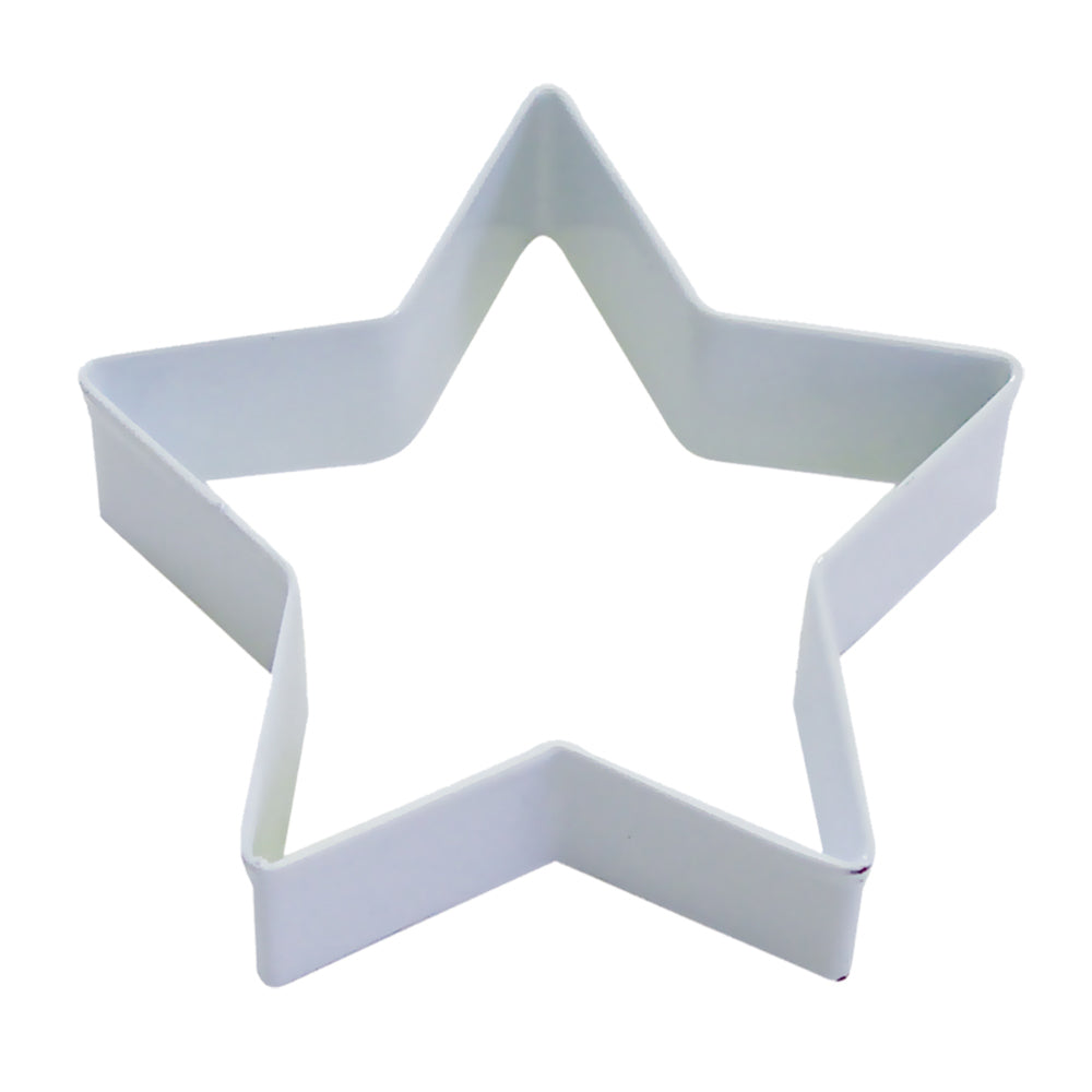 8PK R&M Star Cookie Cutter Polyresin Coated Steel 9cm - White