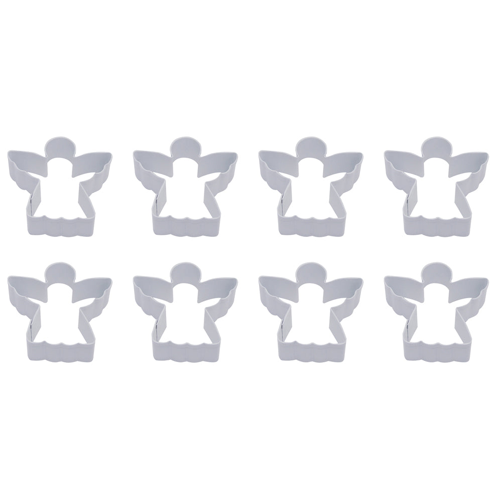 8PK R&M Angel Cookie Cutter Polyresin Coated Steel 7.75cm - White