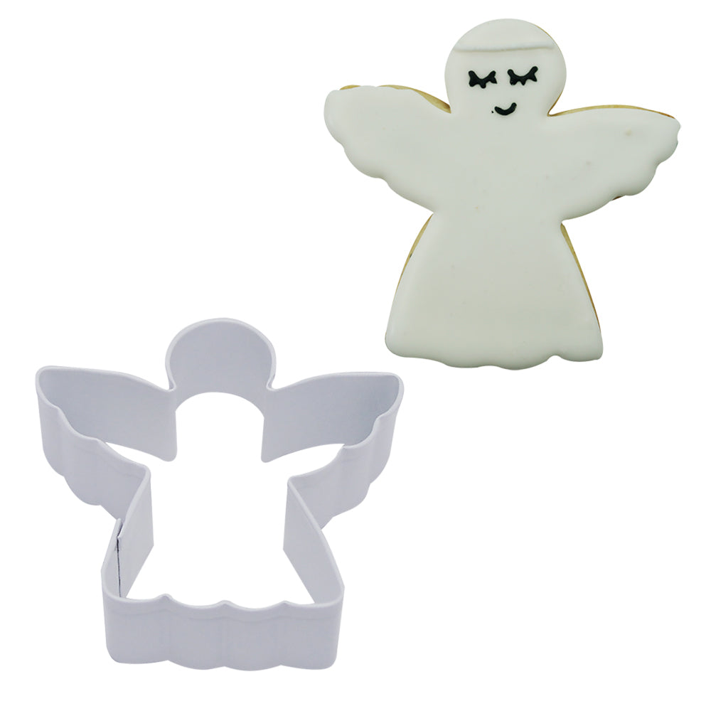 8PK R&M Angel Cookie Cutter Polyresin Coated Steel 7.75cm - White