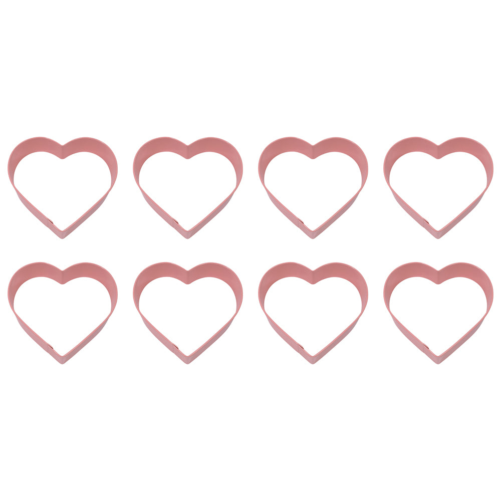 8PK R&M Heart Cookie Cutter Polyresin Coated Steel 10cm - Pink