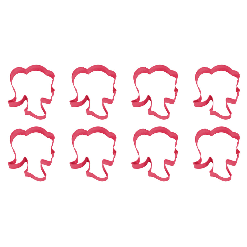 8PK R&M Girl Doll Head Cookie/Biscuit Cutter 9cm - Fuchsia