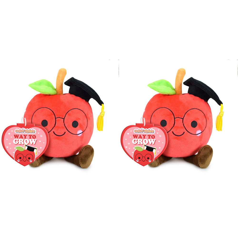 2PK Adorables Graduation Apple Plush Soft Stuffed Toy 17cm - Red
