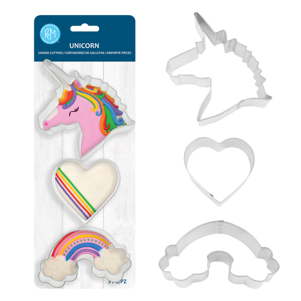 9pc R&M Stainless Steel Unicorn Cookie Cutter Set - Silver