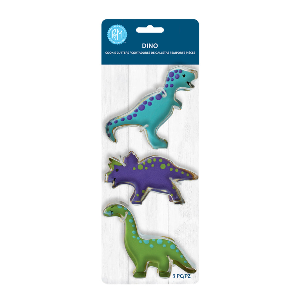 9pc R&M Stainless Steel Dinosaur Cookie Cutter Set - Silver