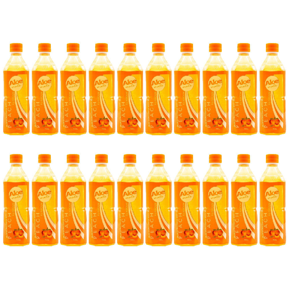 20PK Aloe Mate 500ml Aloe Vera Juice Drink Bottle - Peach
