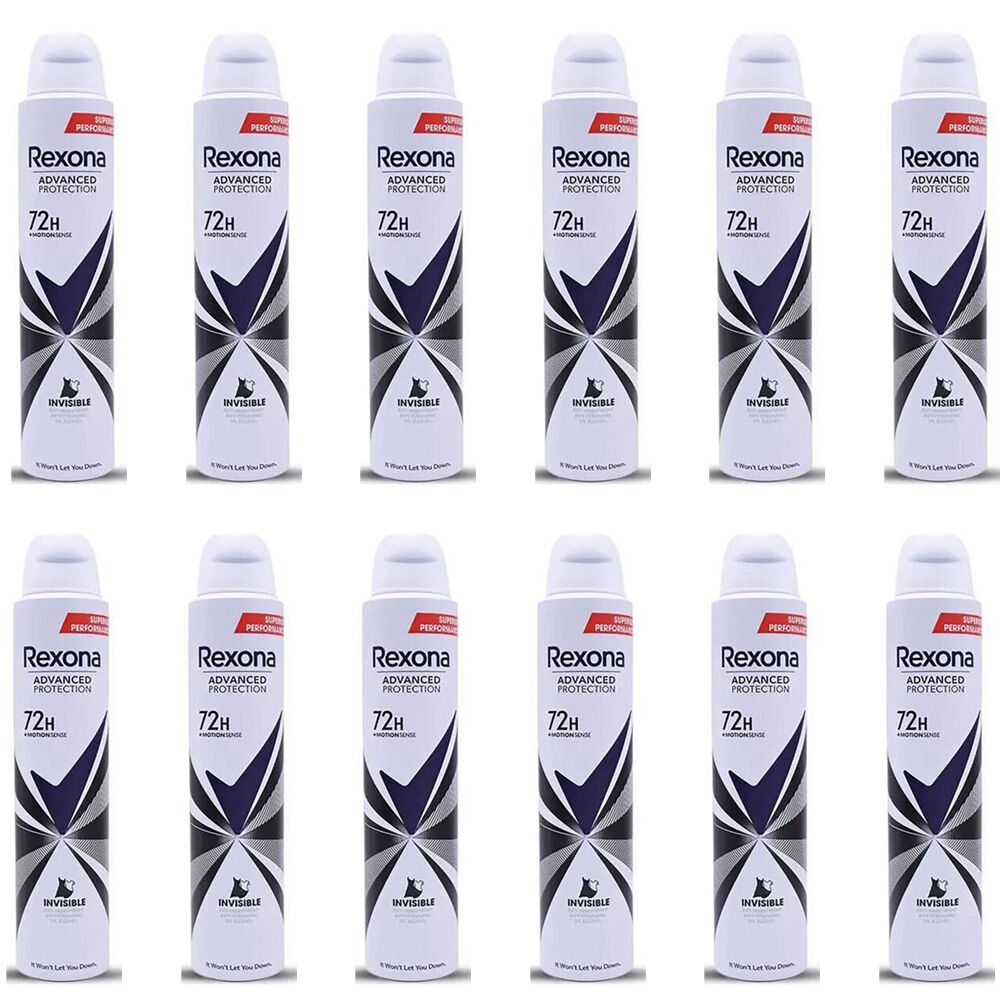 12PK Rexona Motion Sense Deodorant Advanced Protection Spray 200ml Invisible