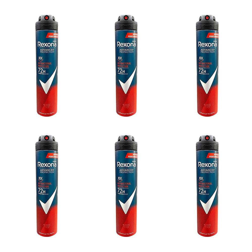6PK Rexona Men Antibacterial Anti-Perspirant Deodorant Body Spray 200ml