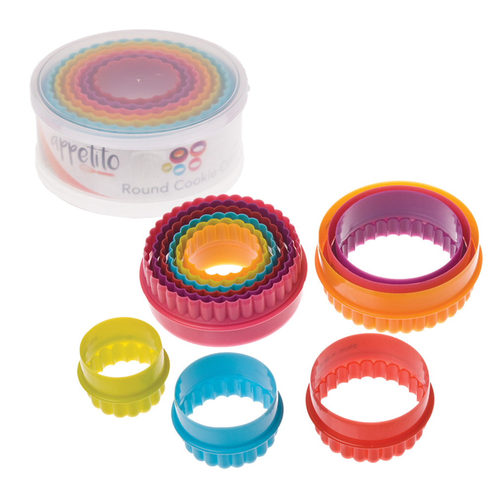 4x 6pc Appetito Double Sided Round Cookie Cutter Multi-Colour