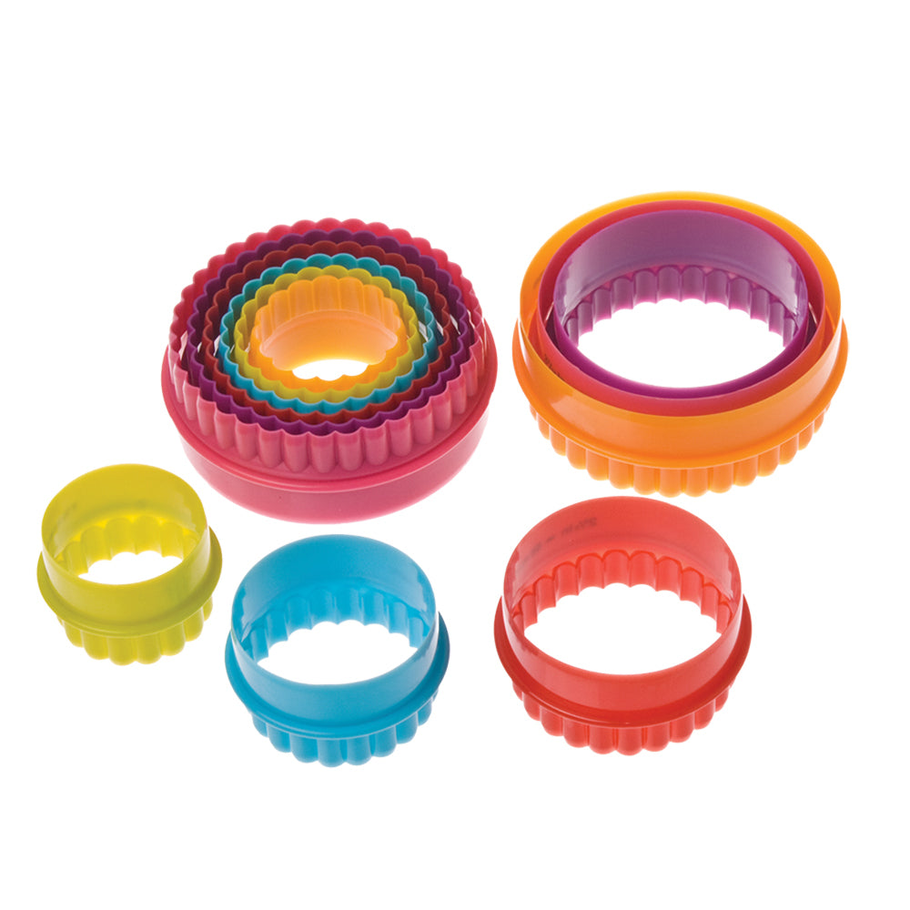 4x 6pc Appetito Double Sided Round Cookie Cutter Multi-Colour