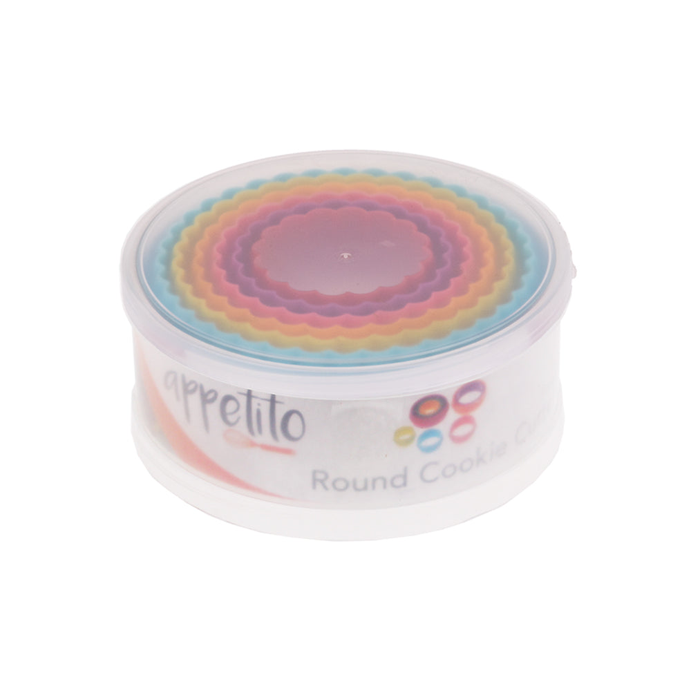 4x 6pc Appetito Double Sided Round Cookie Cutter Multi-Colour