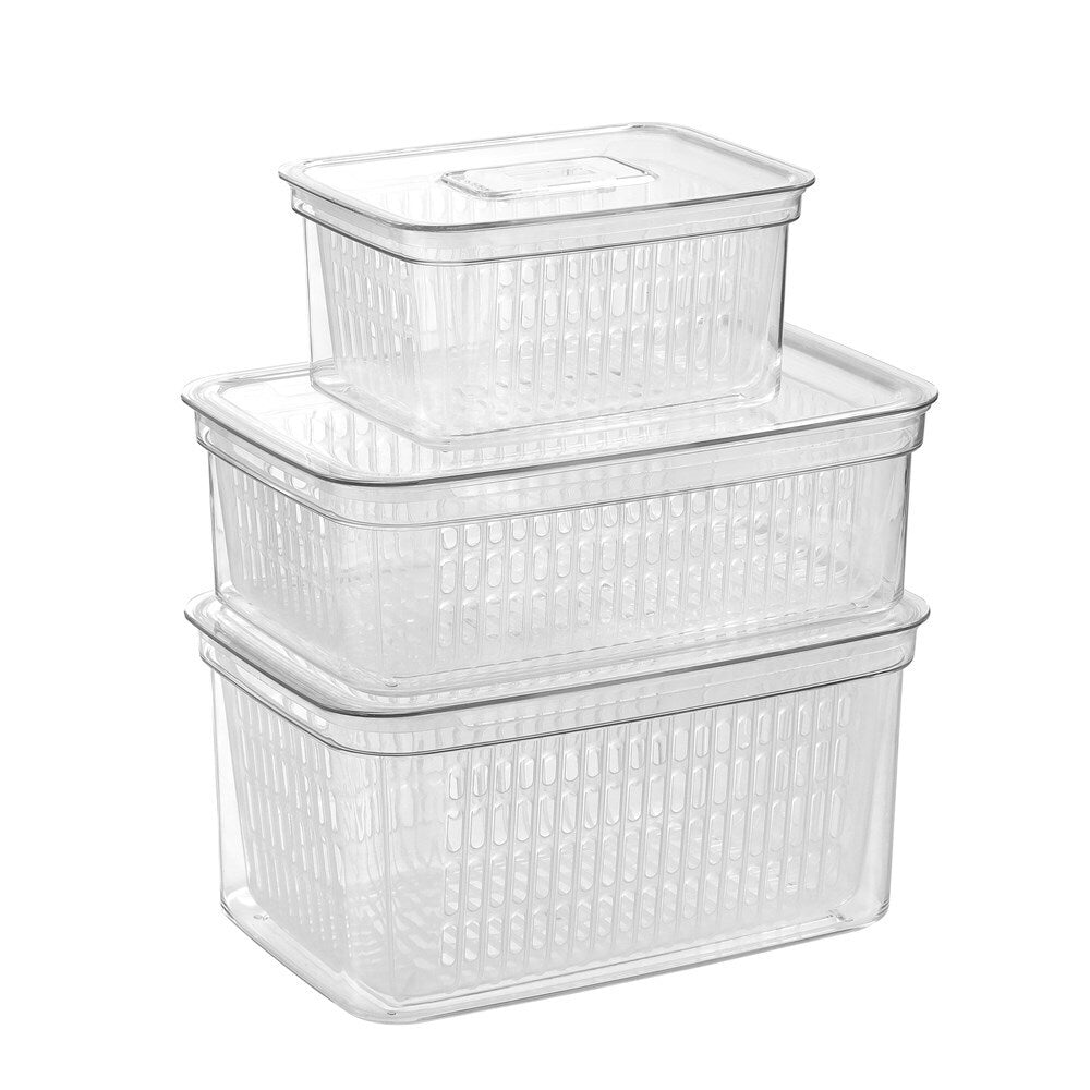 3x Boxsweden Crystal 2.2L Vegetable Storer Fridge Container - Clear