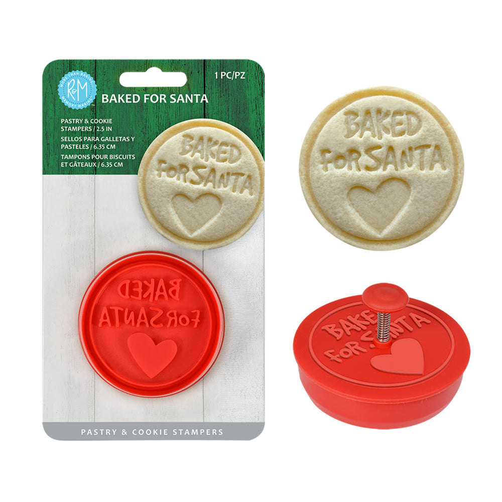 6PK R&M Baked For Santa Pastry & Cookie Stamper 6.4cm - Red