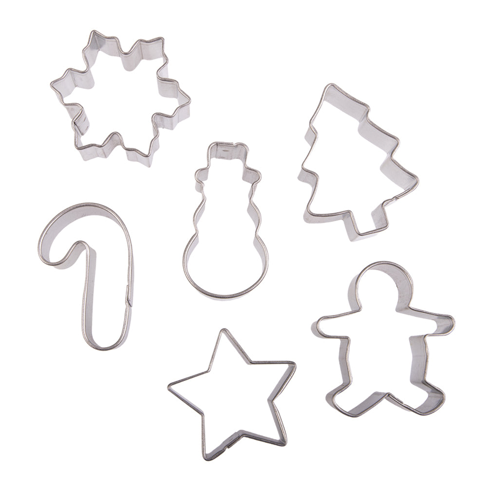 3x 6pc R&M Xmas Tinplated Steel Mini Wreath Cookie Cutter Set - Silver