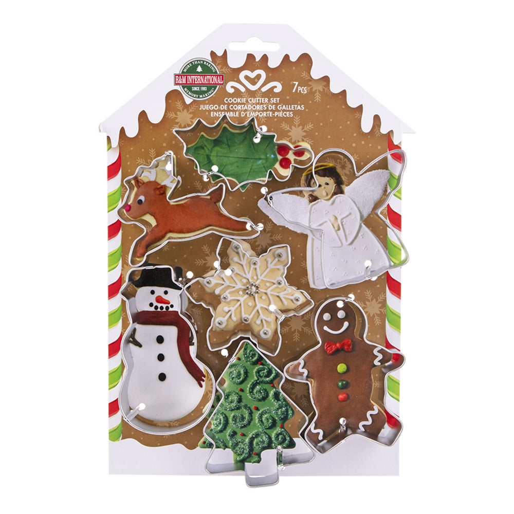 2x 7pc R&M Xmas Tinplated Steel Cookie Cutters Set - Silver